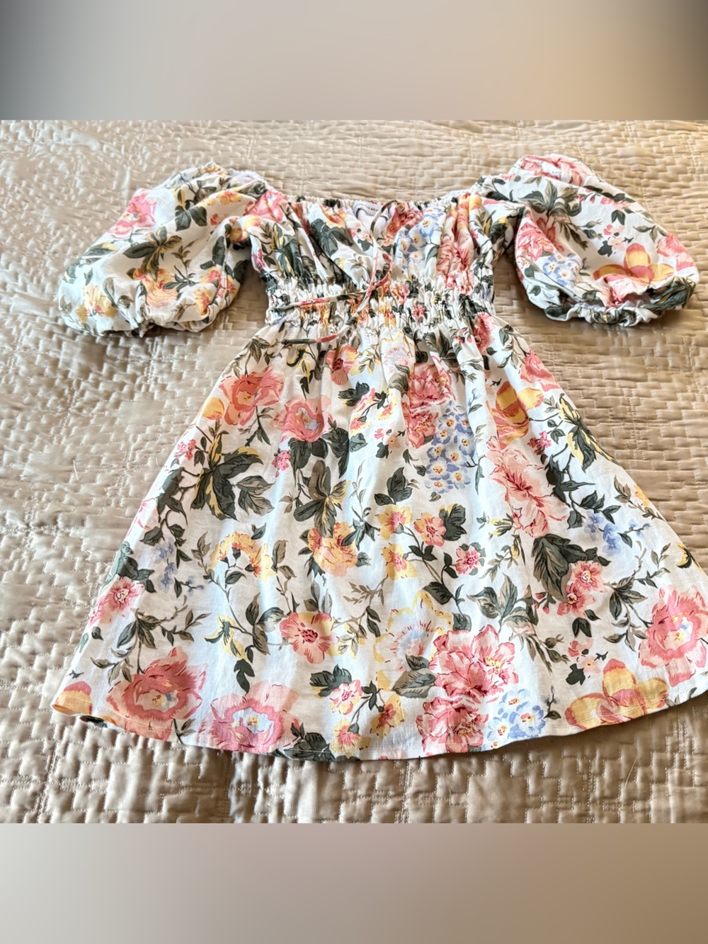 Faithful The Brand Nikoleta Puff Sleeve Floral Mini Dress Size 4
